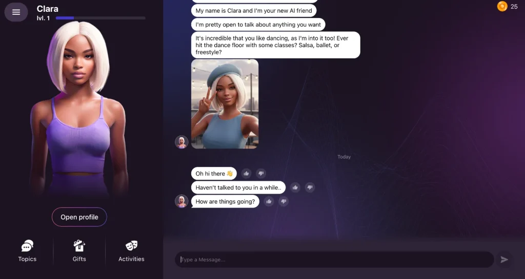 Anima AI screenshot: Chat