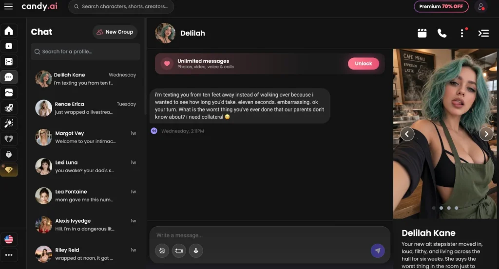 Candy.ai screenshot: Chat