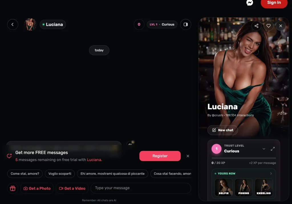 Crushi AI screenshot: Chat
