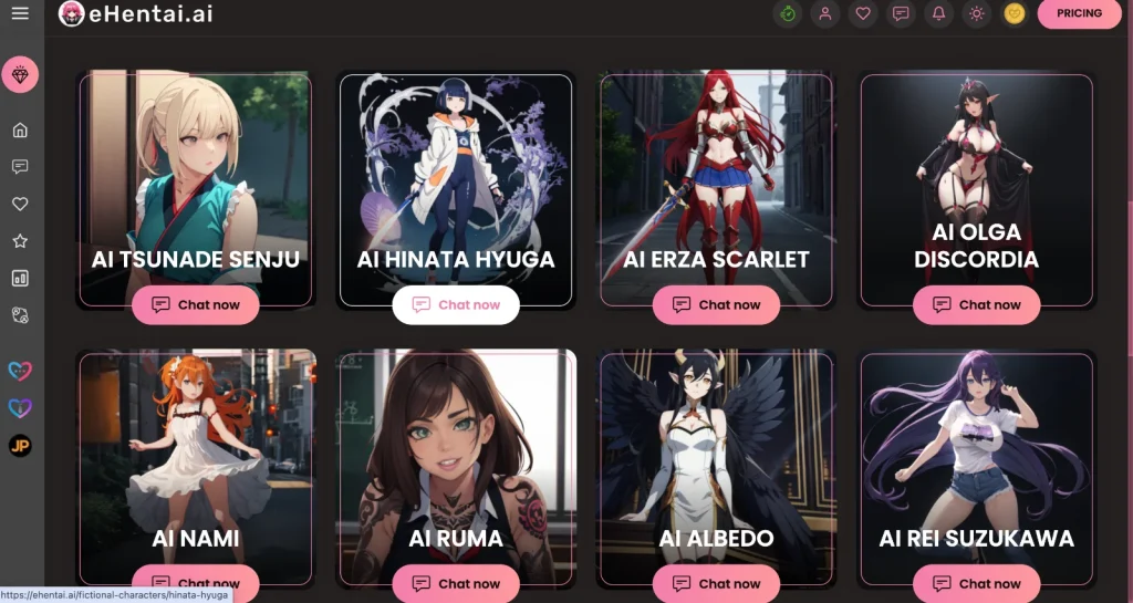 eHentai AI screenshot: Character library