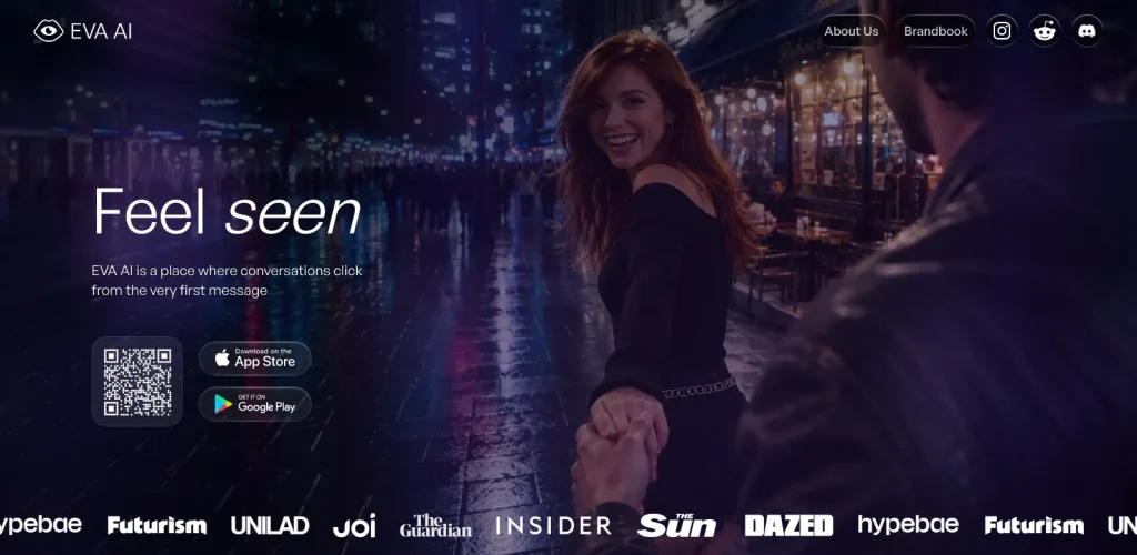 Eva AI screenshot: Homepage