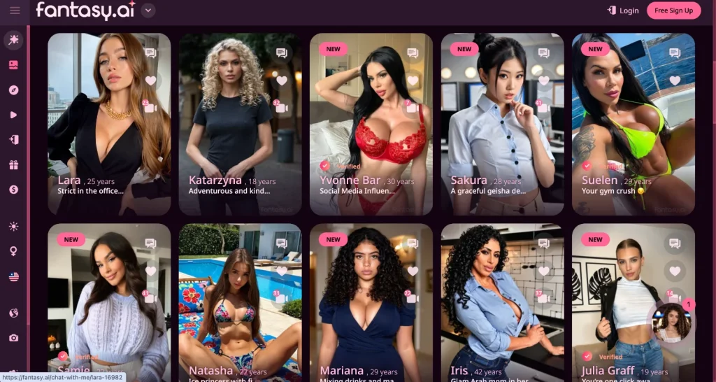 Fantasy.ai screenshot: Character library