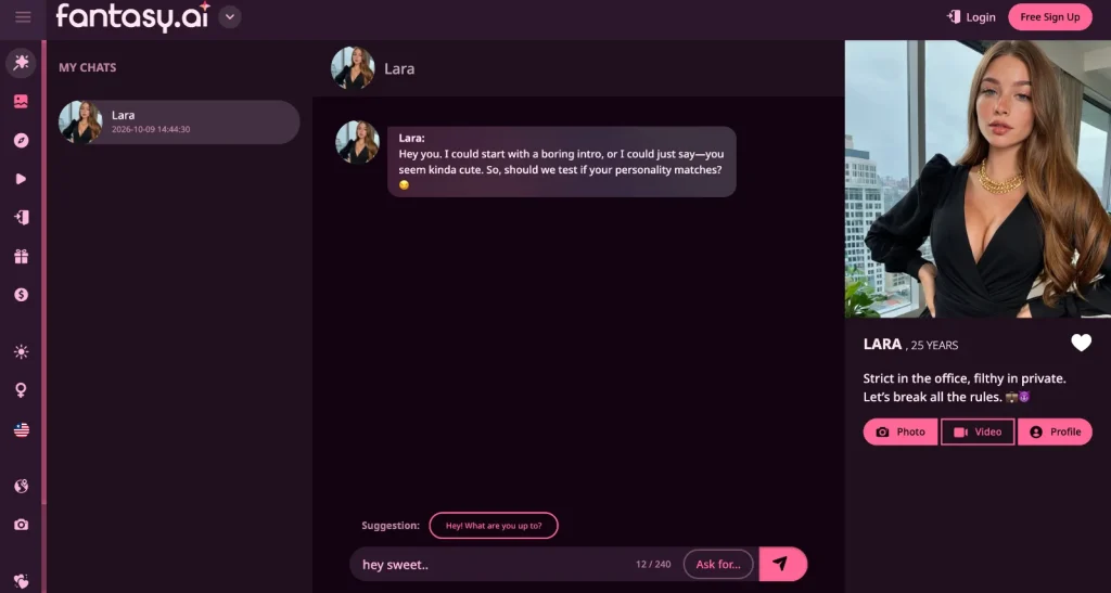 Fantasy.ai screenshot: Chat