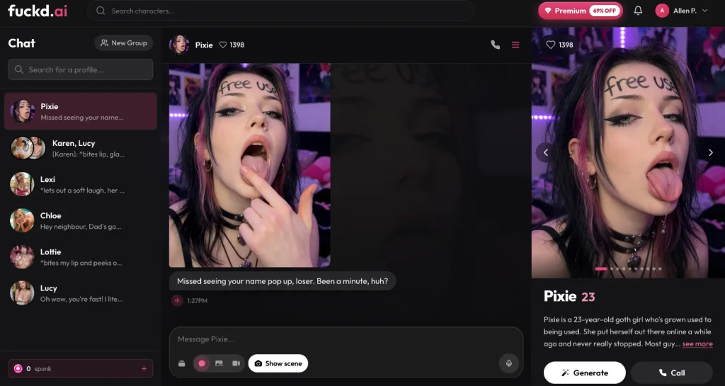 Fuckd.ai screenshot: Chat