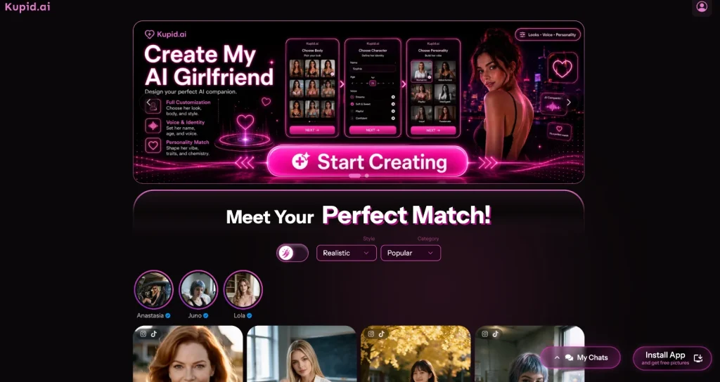 Kupid AI screenshot: Homepage