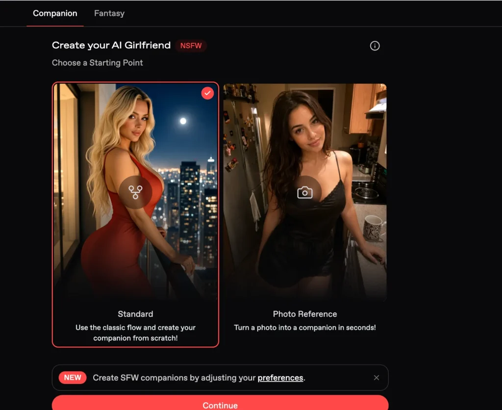 Nectar AI screenshot: Character creator