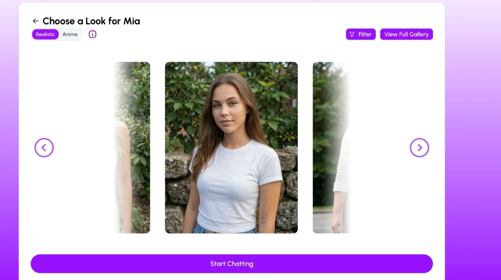 Nomi.ai screenshot: Character creator
