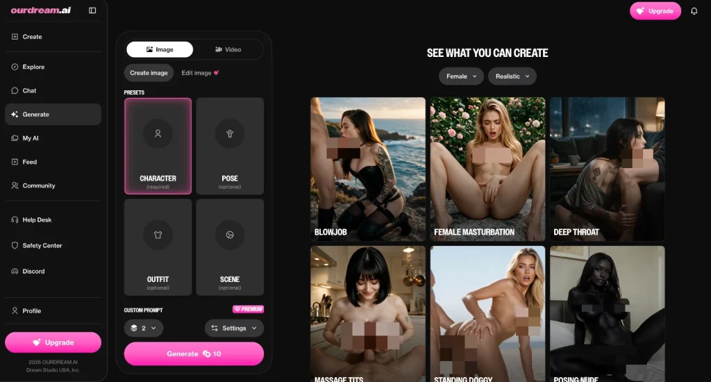 OurDream.ai screenshot: Image generator