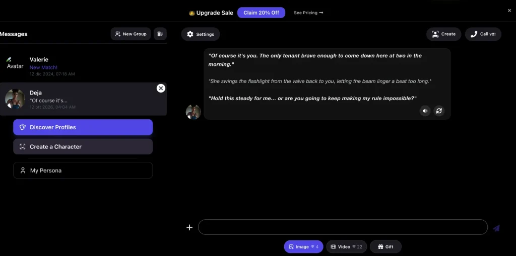 Promptchan AI screenshot: Chat