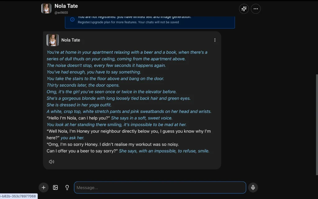 SpicyChat AI screenshot: Chat
